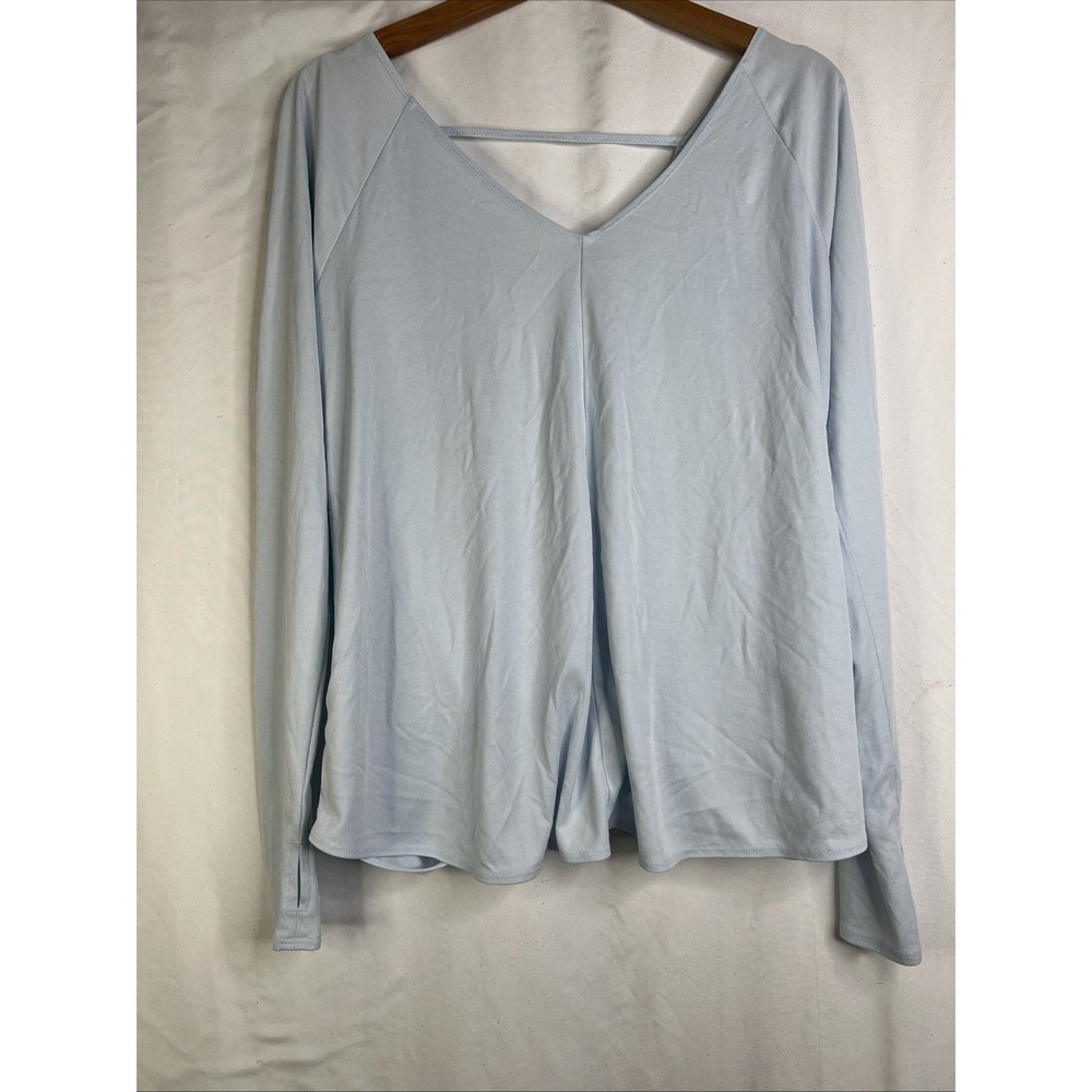 Abercrombie Fitch Long Sleeve Top Cut Out Back Size Large Baby Blue‎